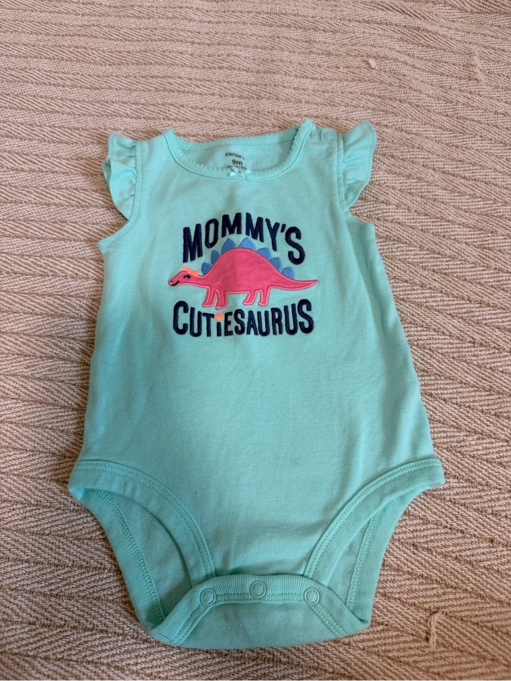 Carter's Mint Green 'Mommy's Cutiesaurus' One-Piece with Pink Dinosaur